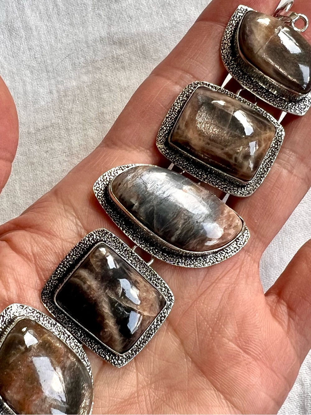 925 Earthen Moon Chocolate Moonstone Bracelet